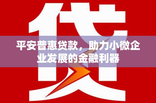 宜宾平安普惠贷款，助力小微企业发展的金融利器