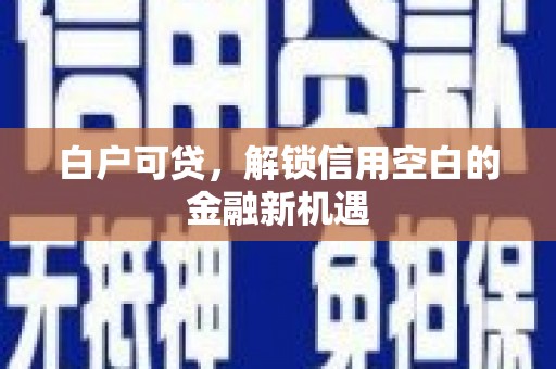 宜宾白户可贷，解锁信用空白的金融新机遇