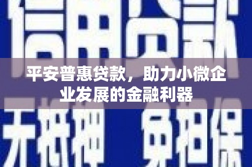 宜宾平安普惠贷款，助力小微企业发展的金融利器