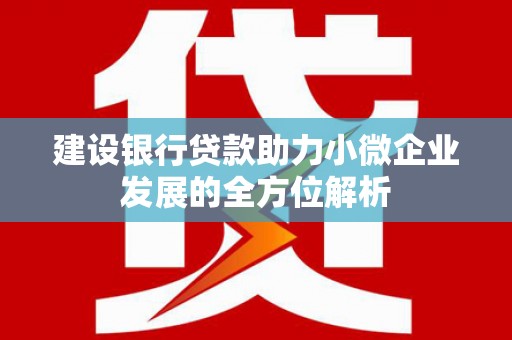 宜宾建设银行贷款助力小微企业发展的全方位解析