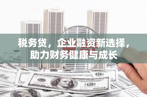 宜宾税务贷，企业融资新选择，助力财务健康与成长